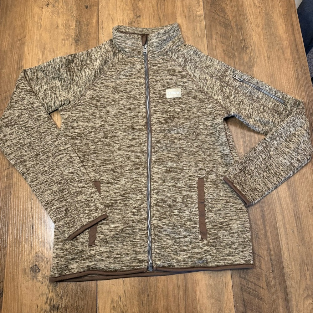 Hurley Kids Heathered Brown Zip-Up Jacket Size M